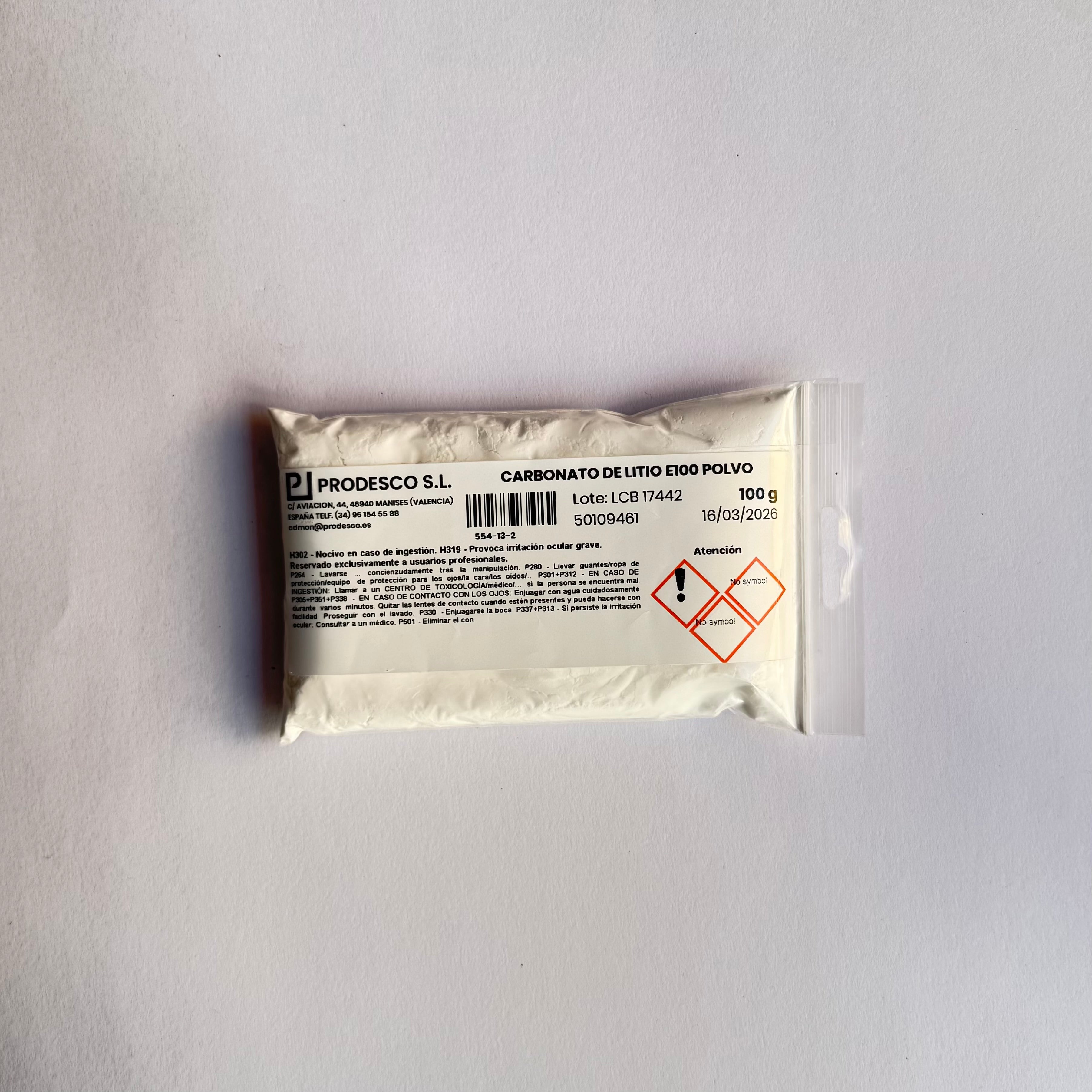 Carbonato de Litio 100 g Imagen principal del producto